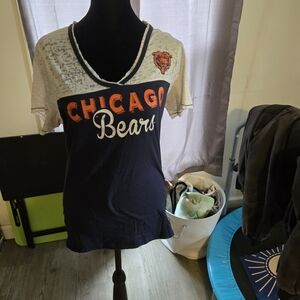 NFL Chicago Bears V-Neck Shirt in Navy and Orange